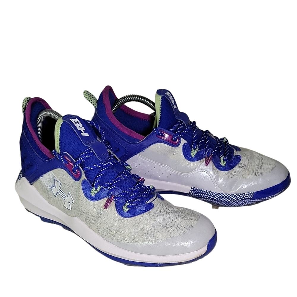 Under Armour Harper 8 Elite Low ST Baseball Cleats TPU White Royal Mens Size 7.5